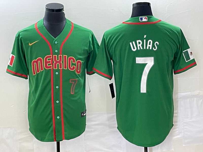 Mens Mexico Baseball #7 Julio Urias Number 2023 Green World Classic Stitched Jersey3->2023 world baseball classic->MLB Jersey